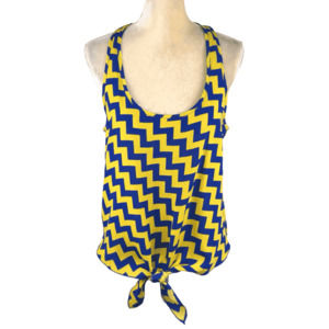 Geric New York women's blue and yellow tie tank top size L